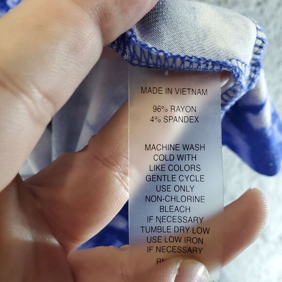 Chaus Top Womens XL Blue Tie-Dye Rayon Spandex Twist Front Short Sleeve - Picture 3 of 7